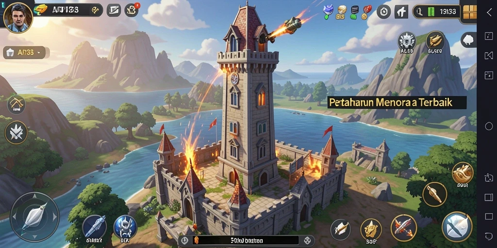 Screenshot utama API33 menampilkan gameplay menara pertahanan yang mendebarkan.