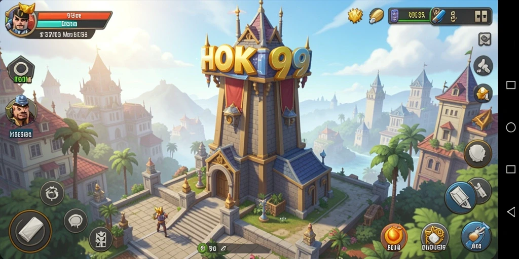 Tampilan gameplay HOKI99 saat melawan musuh dalam pertahanan menara.
