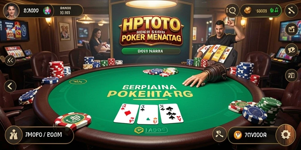 Tampilan seru gameplay poker di HPTOTO yang menantang.