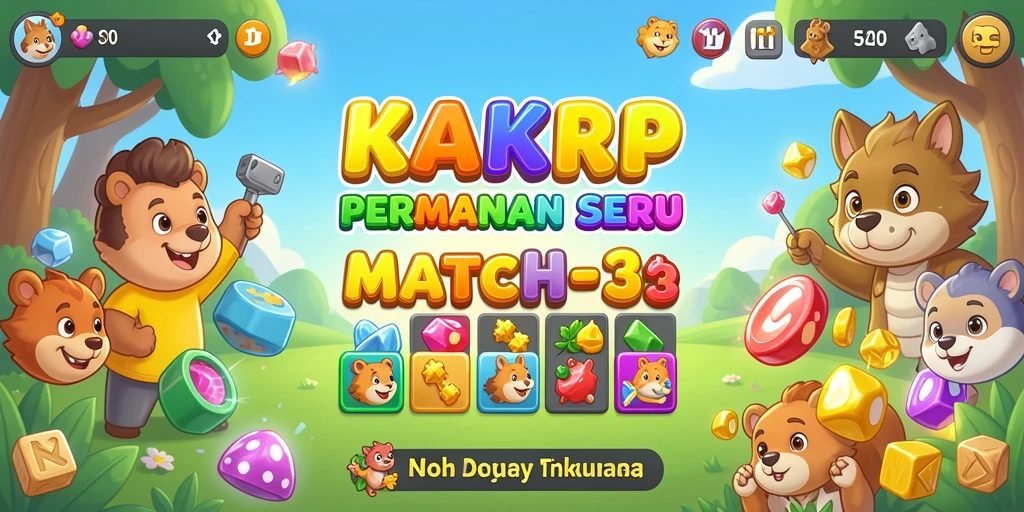 Screenshot KAKRP menunjukkan gameplay seru di level Match-3.