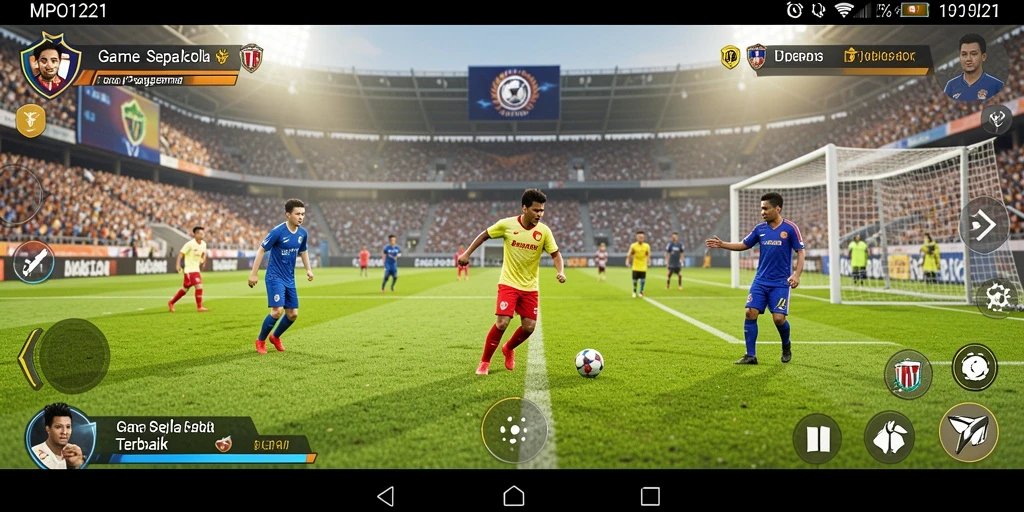 Tampilan gameplay seru dari MPO1221 dengan aksi sepak bola yang mendebarkan.