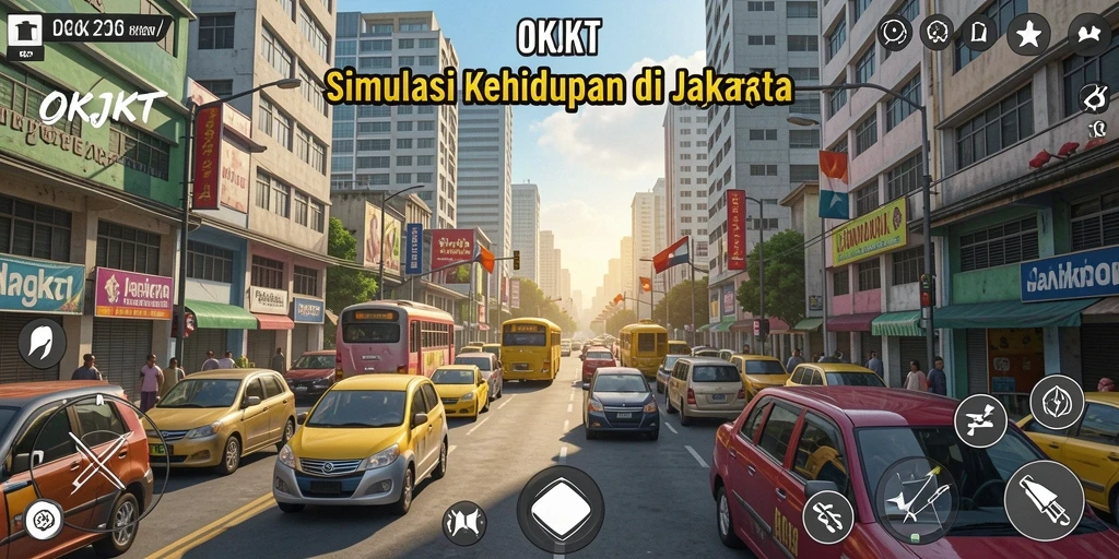 Screenshot gameplay OKJKT dengan tampilan interaksi sosial dan aktivitas sehari-hari.