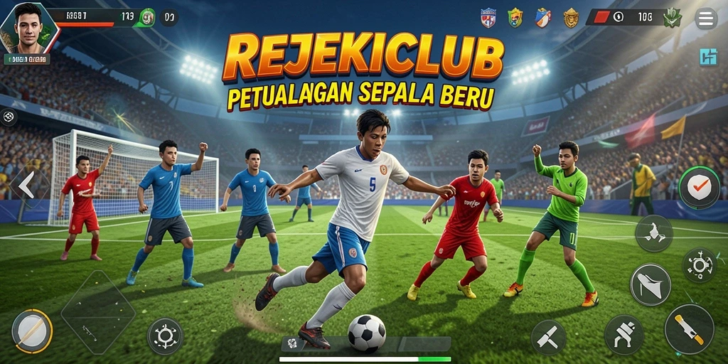 Screenshot gameplay REJEKICLUB menampilkan aksi seru di lapangan.