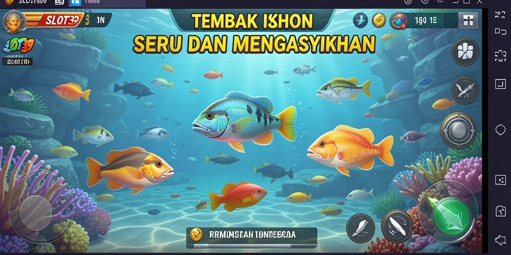 Screenshot gameplay SLOT39 menampilkan aksi menembak ikan yang menarik.