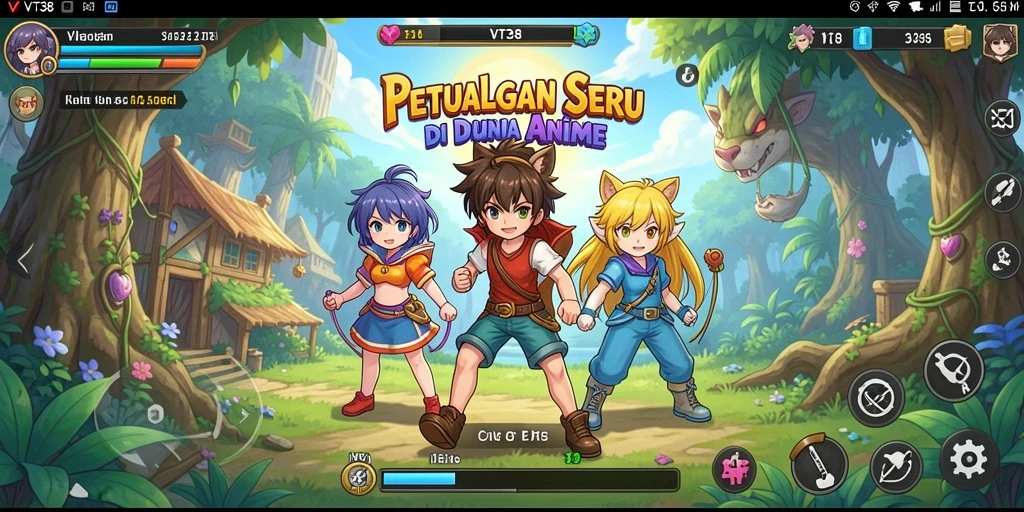 Tampilan gameplay VT38 dengan karakter Anime favorit.