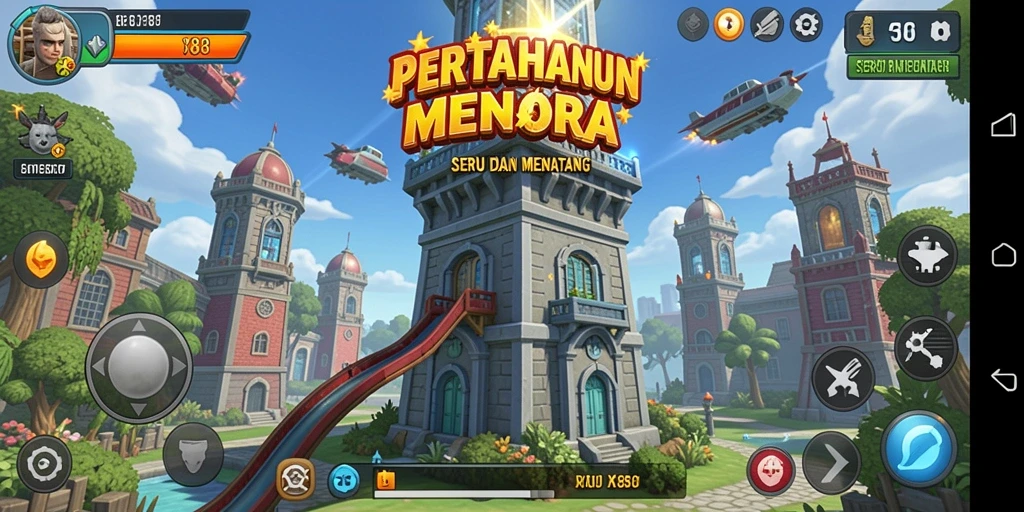 Gameplay menegangkan dari X88 dalam genre Tower Defense.