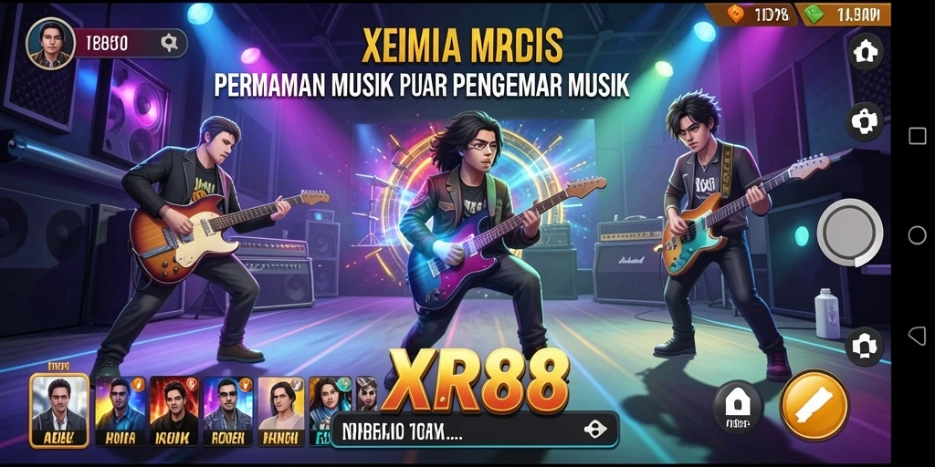 Screenshot XR88 menampilkan gameplay seru dengan musik yang interaktif.