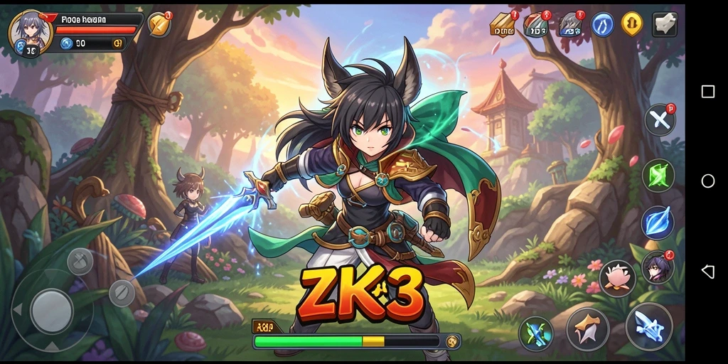 Tampilan gameplay ZK3 dengan karakter Anime yang menakjubkan.